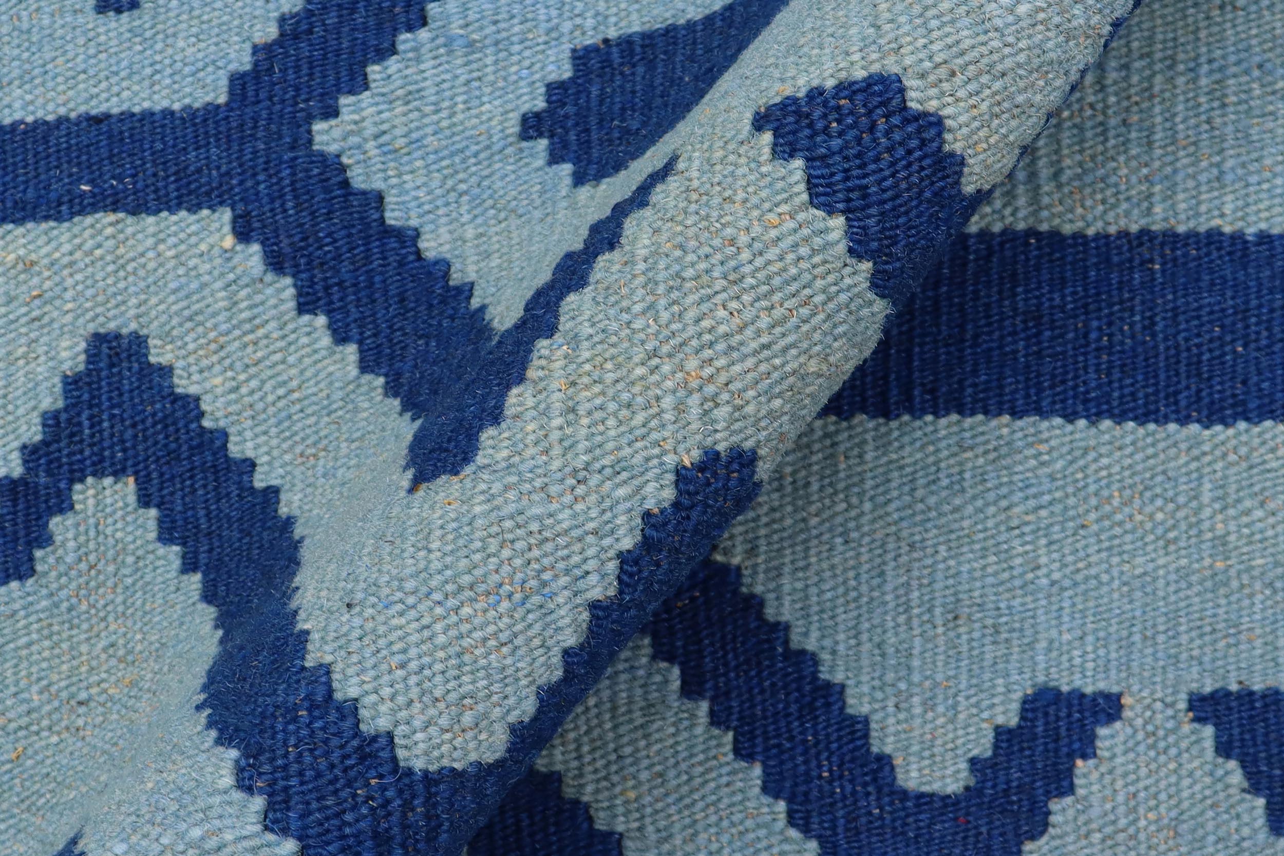 handmade Modern Kilim Blue Blue Hand-Woven RECTANGLE 100% WOOL area rug 4 x 6
