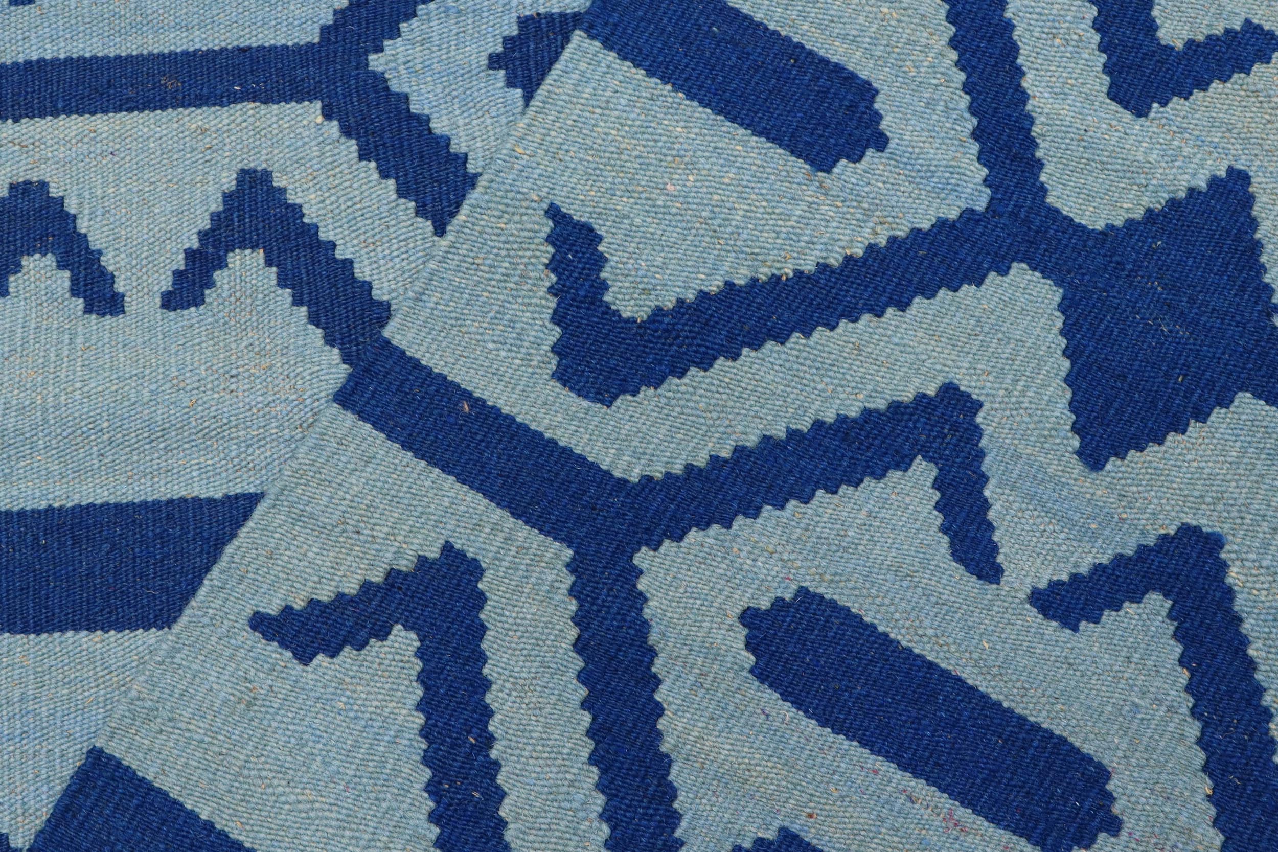 handmade Modern Kilim Blue Blue Hand-Woven RECTANGLE 100% WOOL area rug 4 x 6
