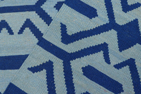 handmade Modern Kilim Blue Blue Hand-Woven RECTANGLE 100% WOOL area rug 4 x 6