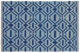 Flat Weave Kilim, Antique, Navaho, Vintage, Handmade, Modern Kilim Blue Blue Hand-Woven Rectangle 100% Wool Area Rug 4 x 6