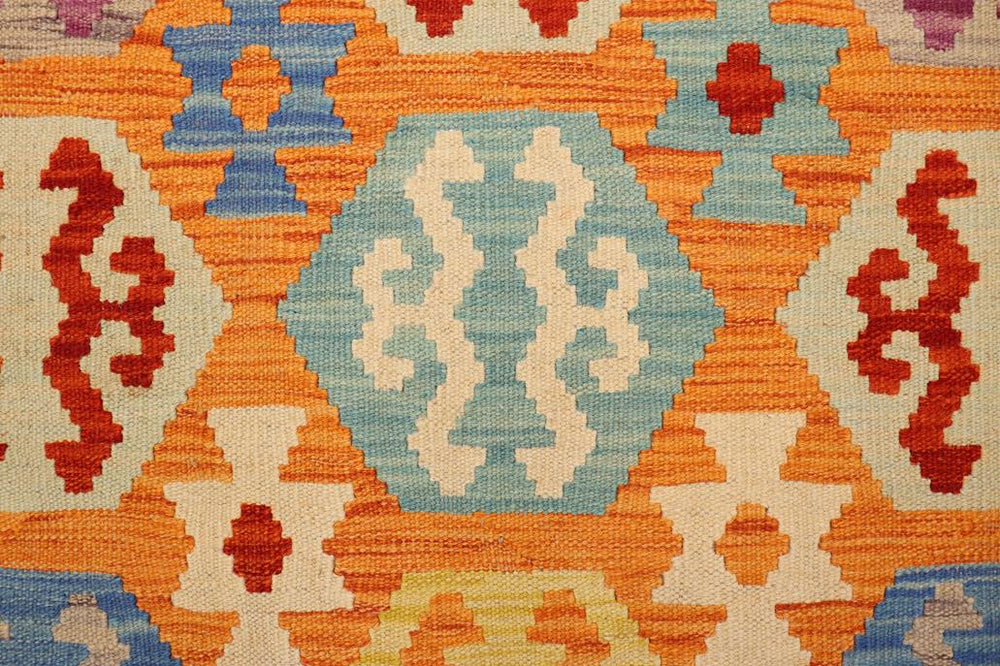 Flat Weave Kilim Antique Navaho Vintage handmade Geometric Kilim Rust Beige Hand-Woven Rectangle 100% Wool Area Rug 3x5 