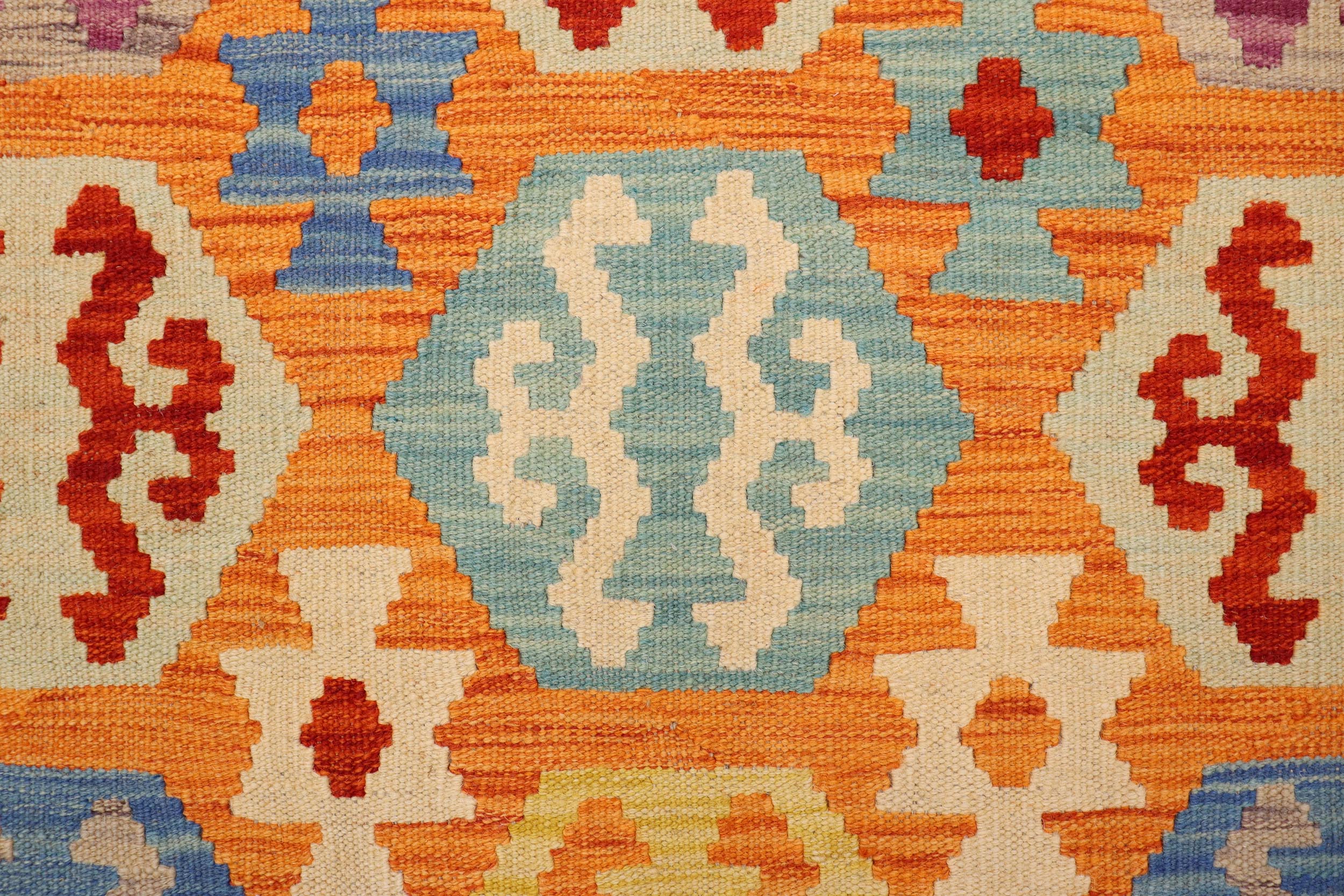 handmade Geometric Kilim Rust Beige Hand-Woven RECTANGLE 100% WOOL area rug 3 x 5