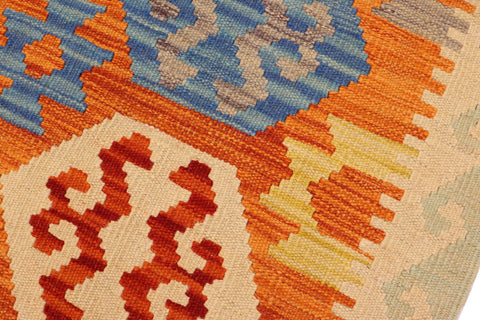 handmade Geometric Kilim Rust Beige Hand-Woven RECTANGLE 100% WOOL area rug 3 x 5