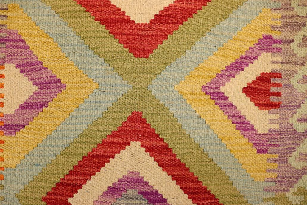 Flat Weave Kilim Antique Navaho Vintage handmade Geometric Kilim Blue Red Hand-Woven Rectangle 100% Wool Area Rug 2x3 
