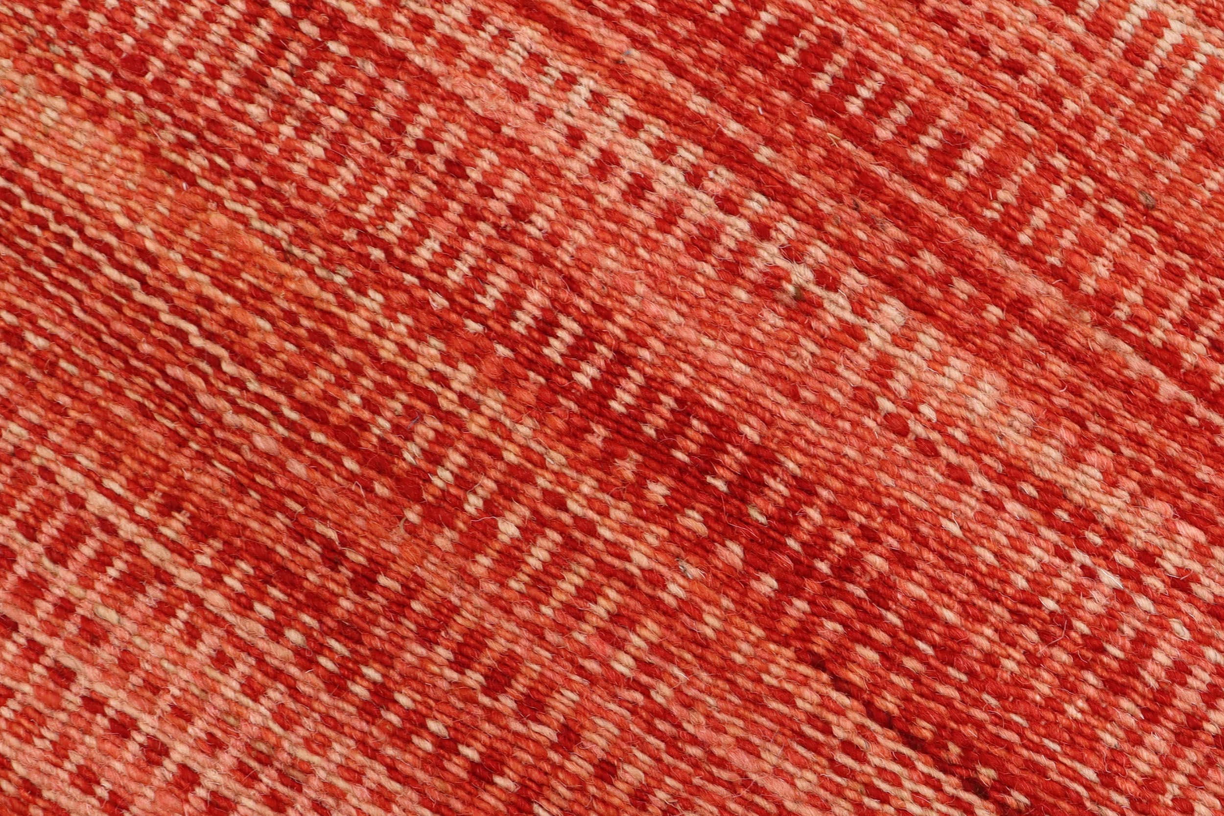 handmade Modern Kilim Red Blue Hand-Woven RUNNER 100% WOOL area rug 3x7