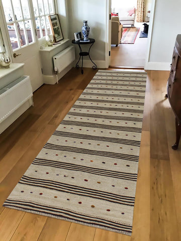 handmade Modern Kilim Brown Red Hand-Woven RUNNER 100% WOOL area rug 3 x 11