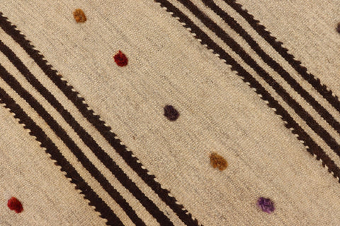 handmade Modern Kilim Brown Red Hand-Woven RUNNER 100% WOOL area rug 3 x 11