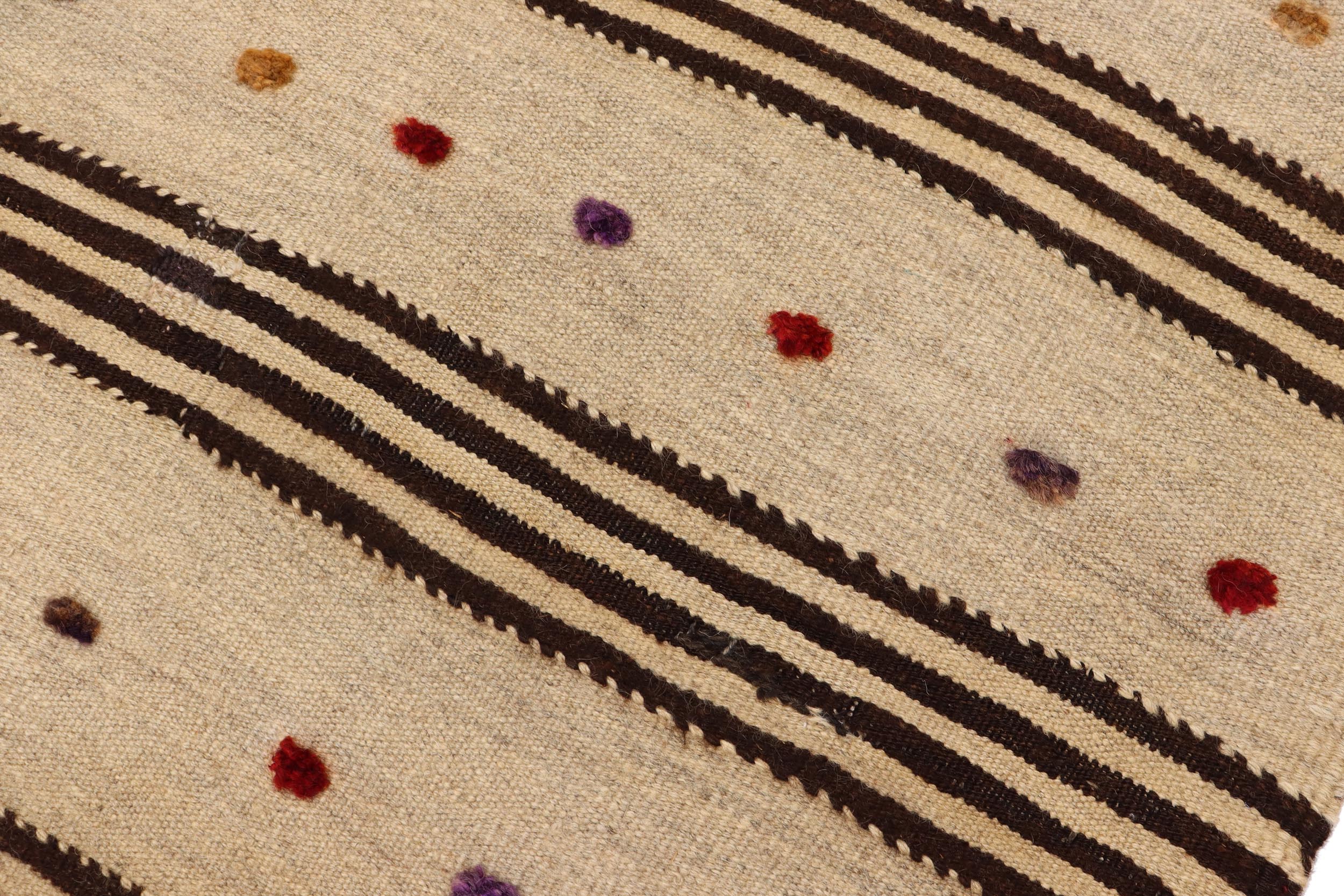 handmade Modern Kilim Brown Red Hand-Woven RUNNER 100% WOOL area rug 3 x 11