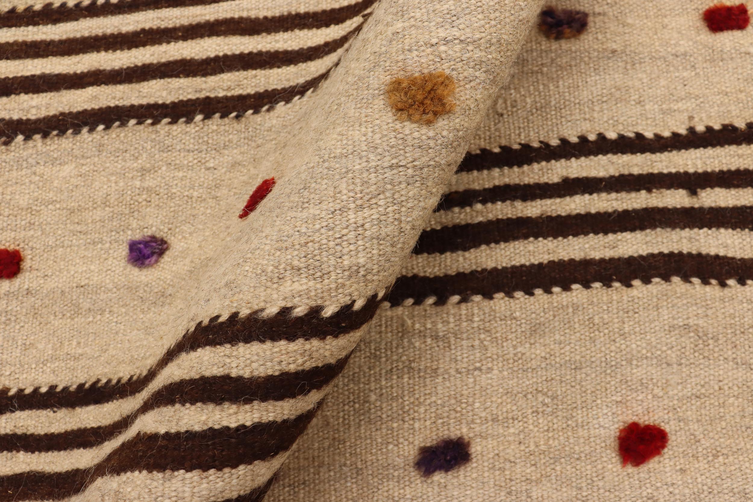 handmade Modern Kilim Brown Red Hand-Woven RUNNER 100% WOOL area rug 3 x 11