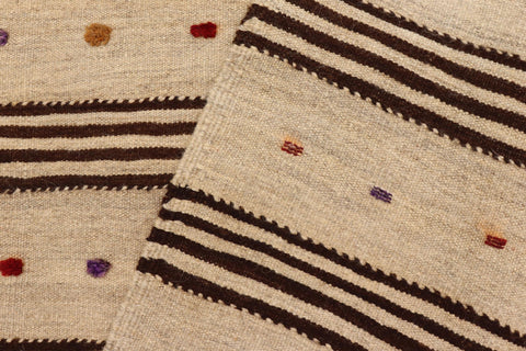 handmade Modern Kilim Brown Red Hand-Woven RUNNER 100% WOOL area rug 3 x 11