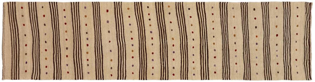 Flat Weave Kilim Antique Navaho Vintage handmade Modern Kilim Brown Red Hand-Woven Runner 100% Wool Area Rug 3x11 