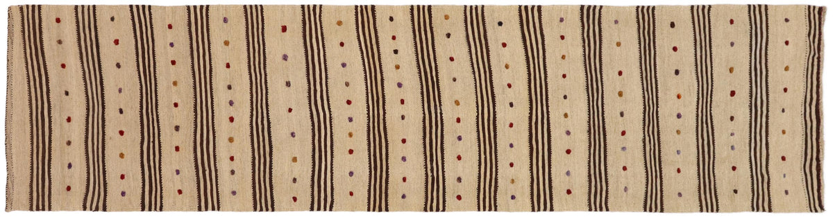 handmade Modern Kilim Brown Red Hand-Woven RUNNER 100% WOOL area rug 3 x 11