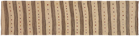 handmade Modern Kilim Brown Red Hand-Woven RUNNER 100% WOOL area rug 3 x 11