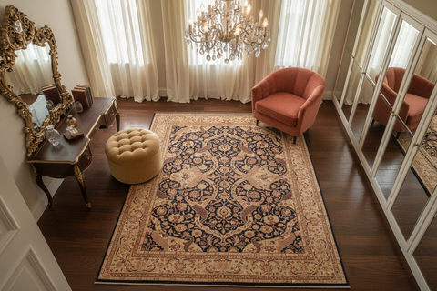handmade Traditional Agra Blue Lt. Green Hand Knotted RECTANGLE 100% WOOL area rug 9 x 12