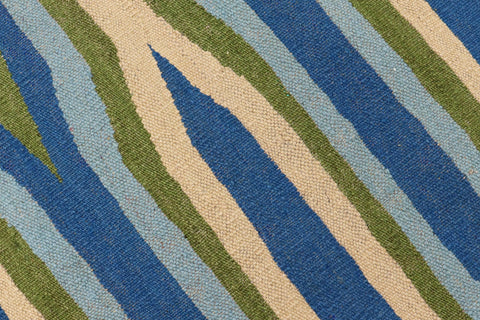 handmade Modern Kilim Blue Beige Hand-Woven RECTANGLE 100% WOOL area rug 9x12