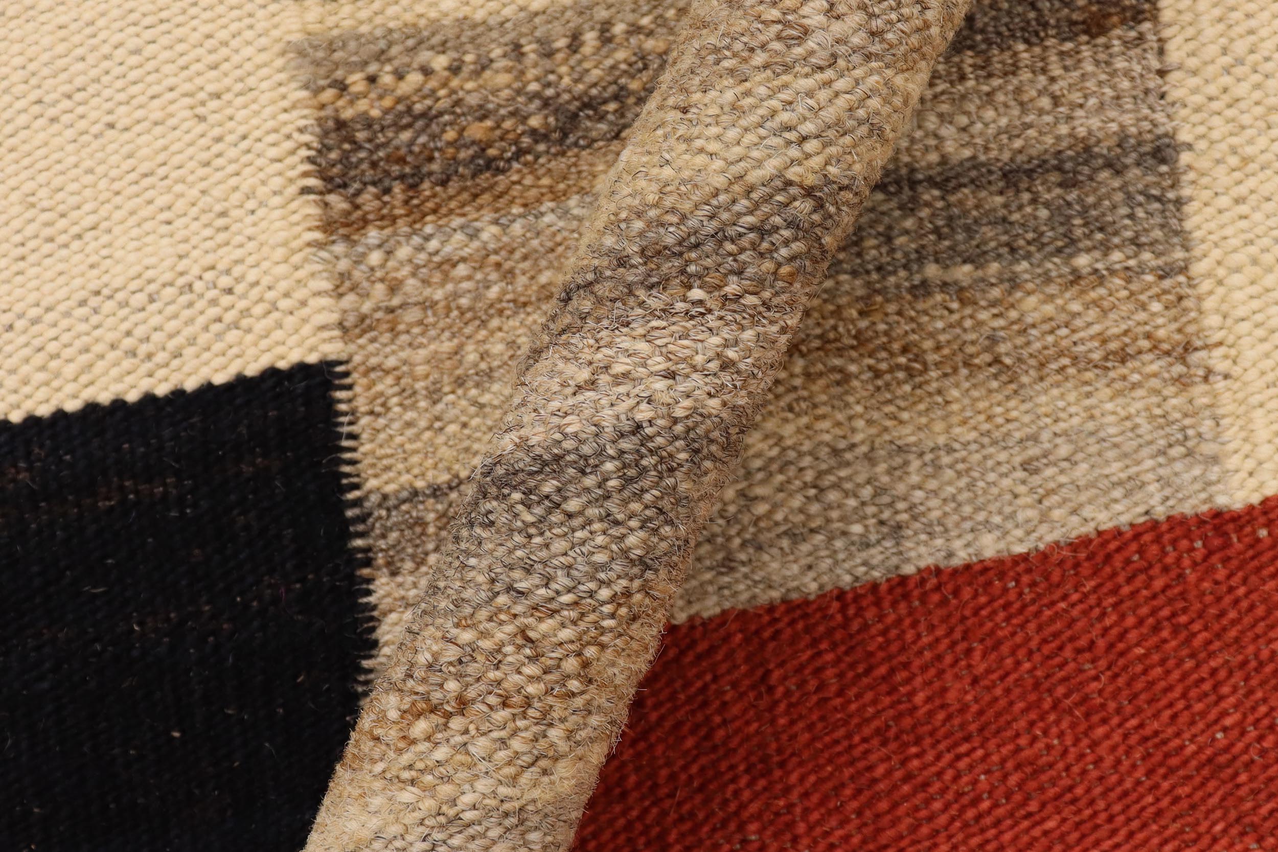 handmade Modern Kilim Rust Blue Hand-Woven RECTANGLE 100% WOOL area rug 3x6