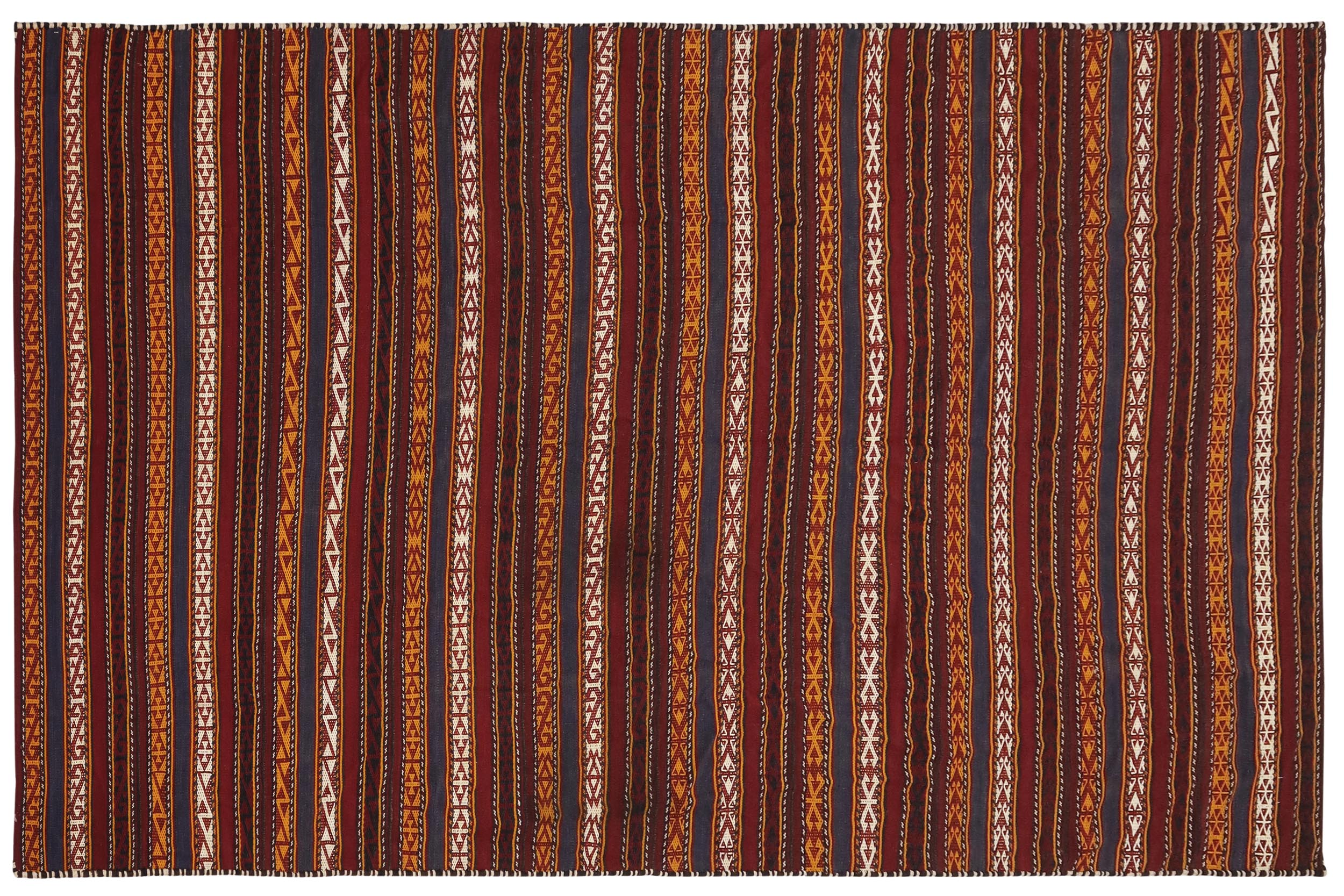 handmade Geometric Kilim Red Blue Hand-Woven RUNNER 100% WOOL area rug 6' x 12'