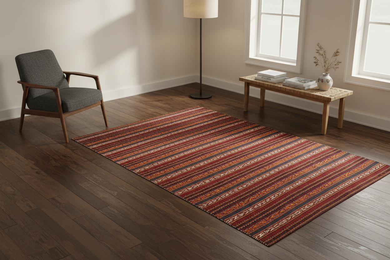 handmade Geometric Kilim Red Blue Hand-Woven RUNNER 100% WOOL area rug 6' x 12'