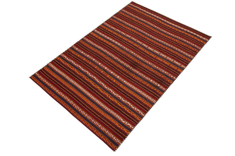 handmade Geometric Kilim Red Blue Hand-Woven RUNNER 100% WOOL area rug 6' x 12'