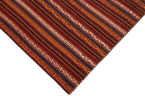 handmade Geometric Kilim Red Blue Hand-Woven RUNNER 100% WOOL area rug 6' x 12'