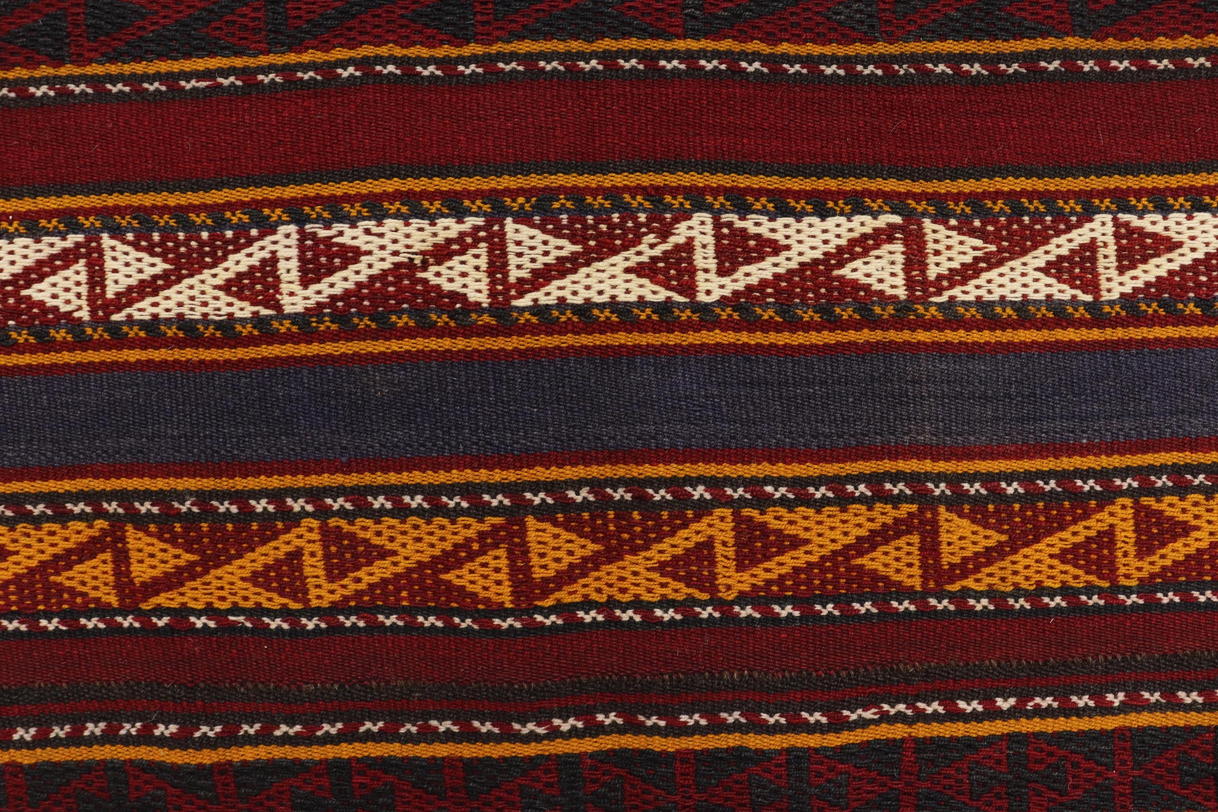 handmade Geometric Kilim Red Blue Hand-Woven RUNNER 100% WOOL area rug 6' x 12'