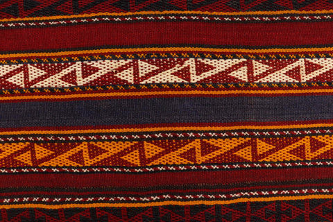 handmade Geometric Kilim Red Blue Hand-Woven RUNNER 100% WOOL area rug 6' x 12'