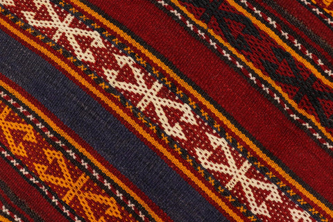 handmade Geometric Kilim Red Blue Hand-Woven RUNNER 100% WOOL area rug 6' x 12'