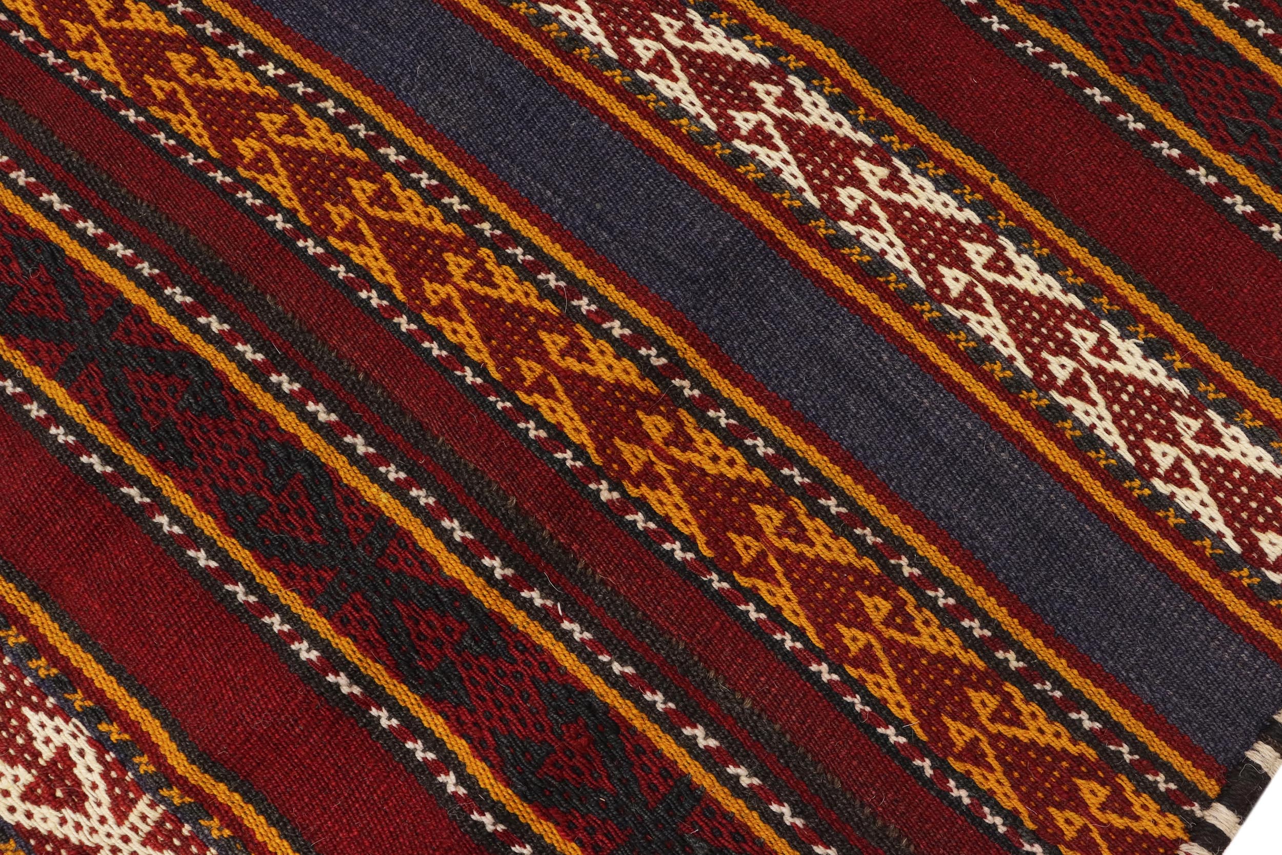 handmade Geometric Kilim Red Blue Hand-Woven RUNNER 100% WOOL area rug 6' x 12'