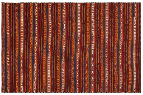 handmade Geometric Kilim Red Blue Hand-Woven RUNNER 100% WOOL area rug 6' x 12'