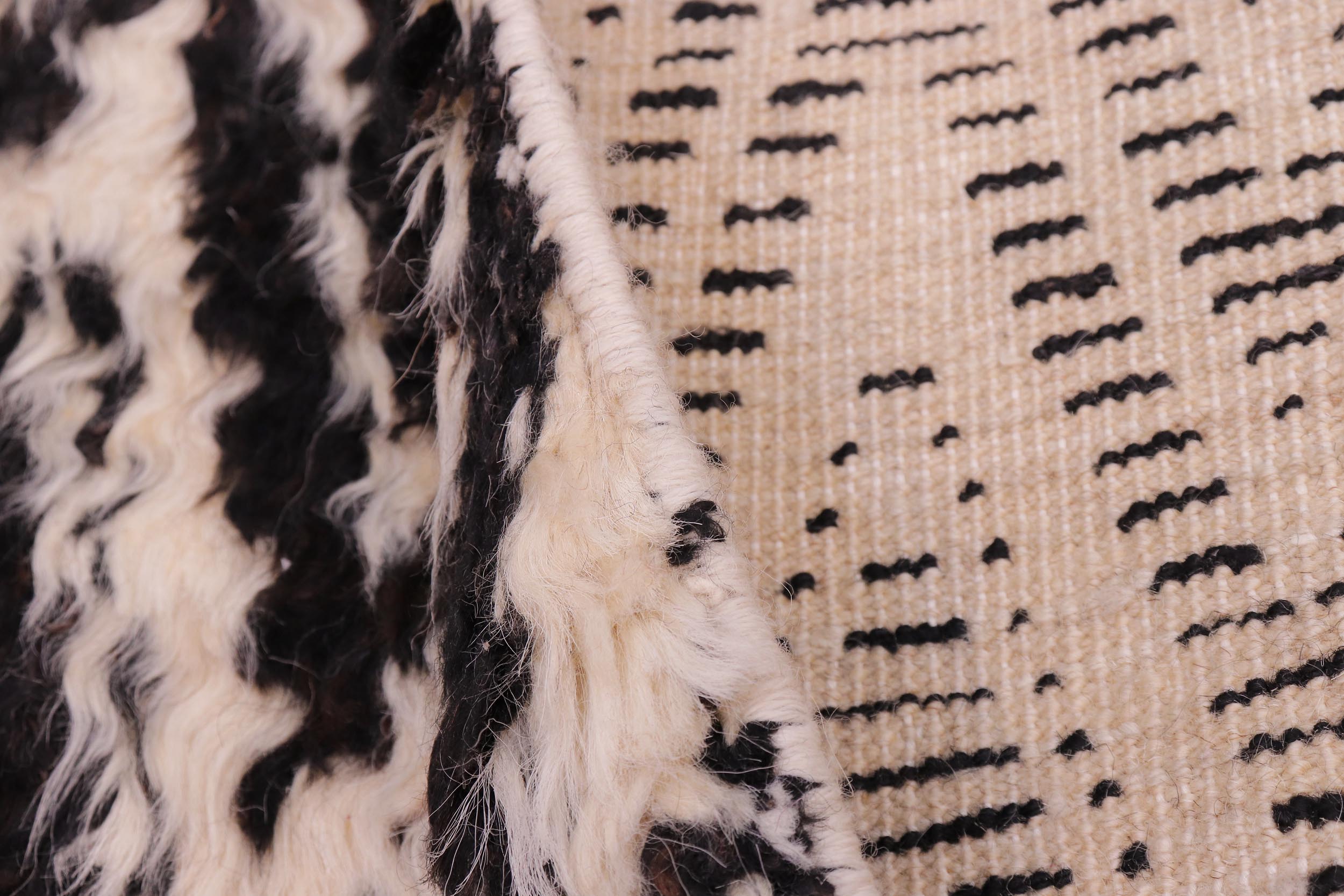 handmade Geometric Moroccan Black Beige Hand Knotted RECTANGLE 100% WOOL area rug 9' x 12'