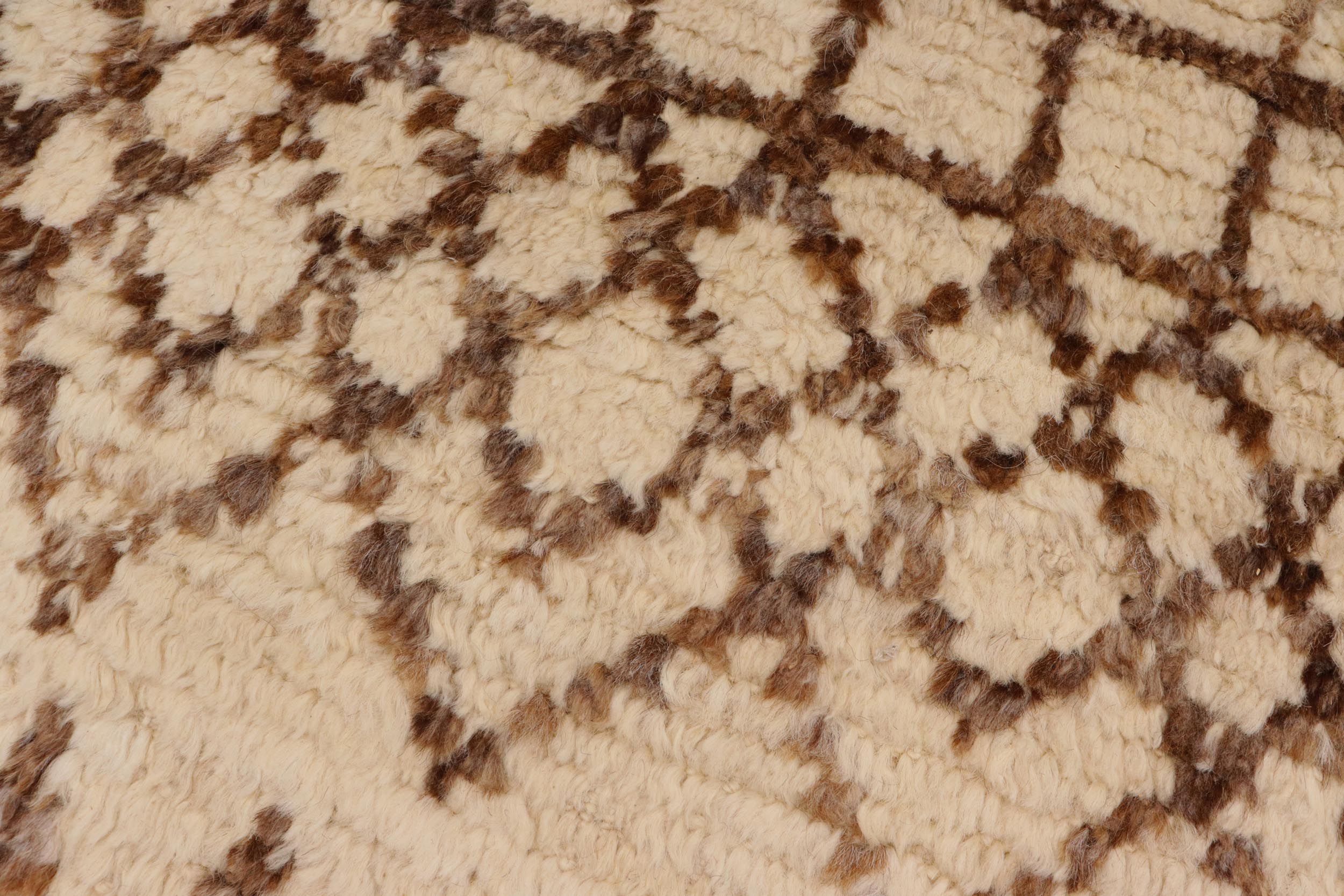 handmade Geometric Moroccan Beige Brown Hand Knotted RECTANGLE 100% WOOL area rug 5' x 8'