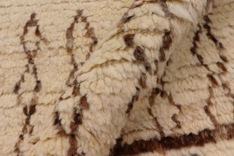 handmade Geometric Moroccan Beige Brown Hand Knotted RECTANGLE 100% WOOL area rug 5' x 8'