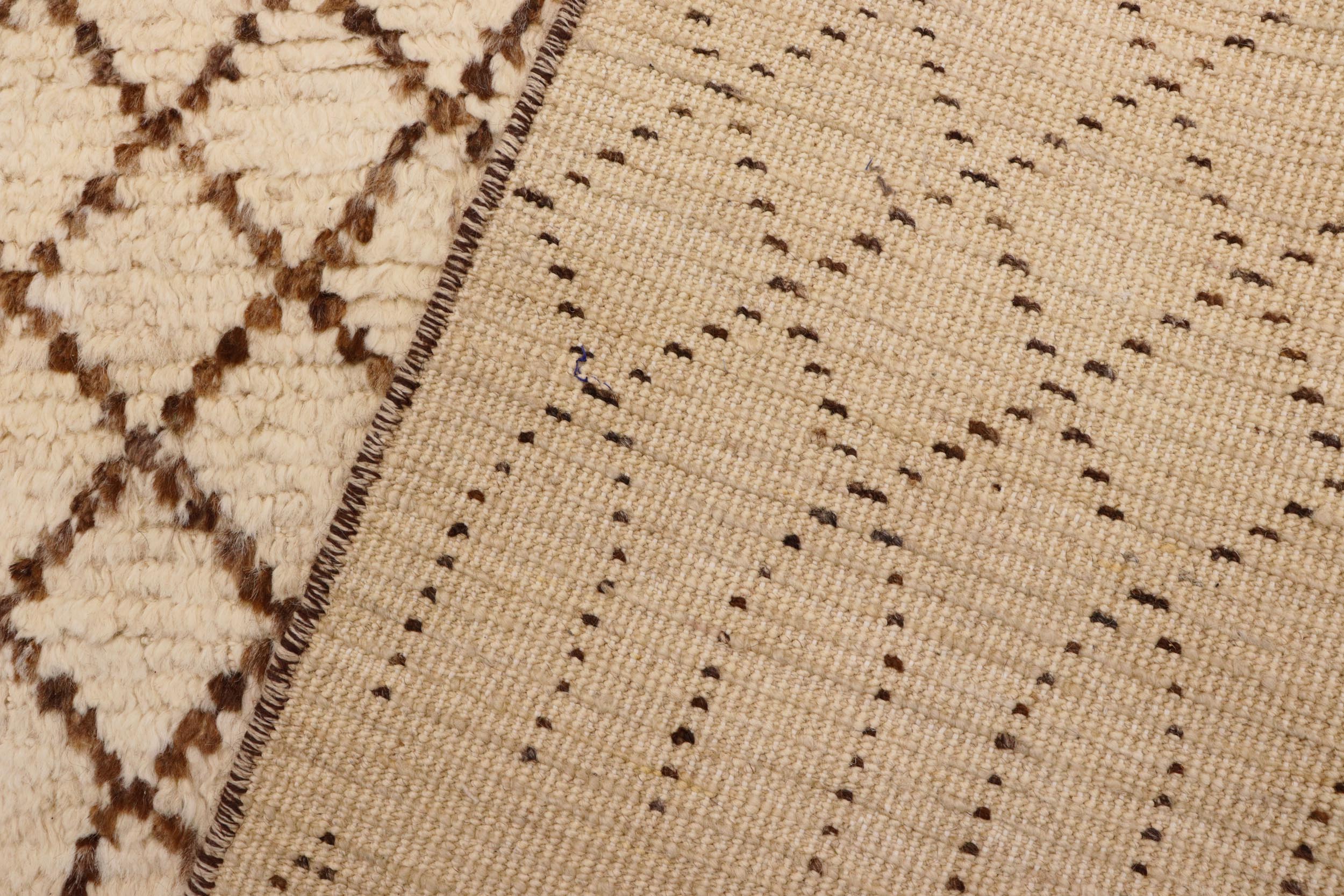 handmade Geometric Moroccan Beige Brown Hand Knotted RECTANGLE 100% WOOL area rug 5' x 8'