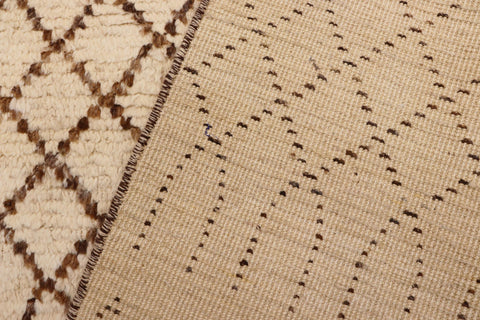 handmade Geometric Moroccan Beige Brown Hand Knotted RECTANGLE 100% WOOL area rug 5' x 8'