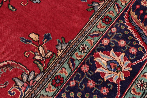 Traditional handmade Persian vintage distressed Red Blue Hand Knotted RECTANGLE 100% WOOL area rug 10X13