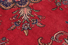 Traditional handmade Persian vintage distressed Red Blue Hand Knotted RECTANGLE 100% WOOL area rug 10X13