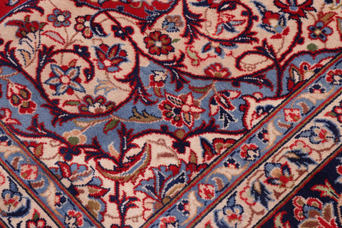 handmade Traditional Kashan Red Blue Hand Knotted RECTANGLE 100% WOOL area rug 9 x 14