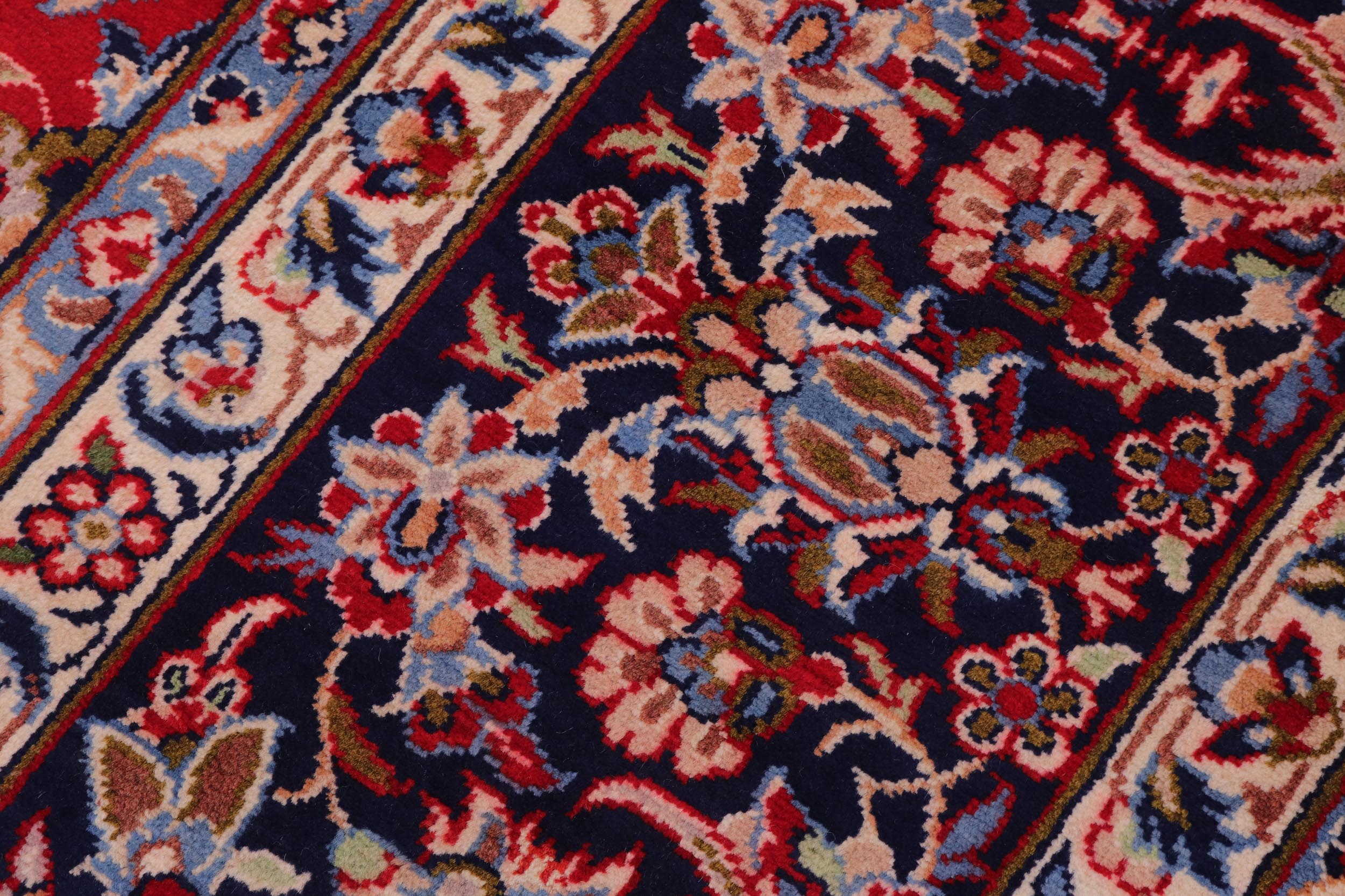 handmade Traditional Kashan Red Blue Hand Knotted RECTANGLE 100% WOOL area rug 9 x 14