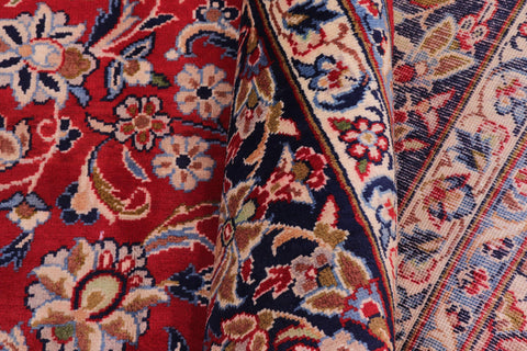 handmade Traditional Kashan Red Blue Hand Knotted RECTANGLE 100% WOOL area rug 9 x 14