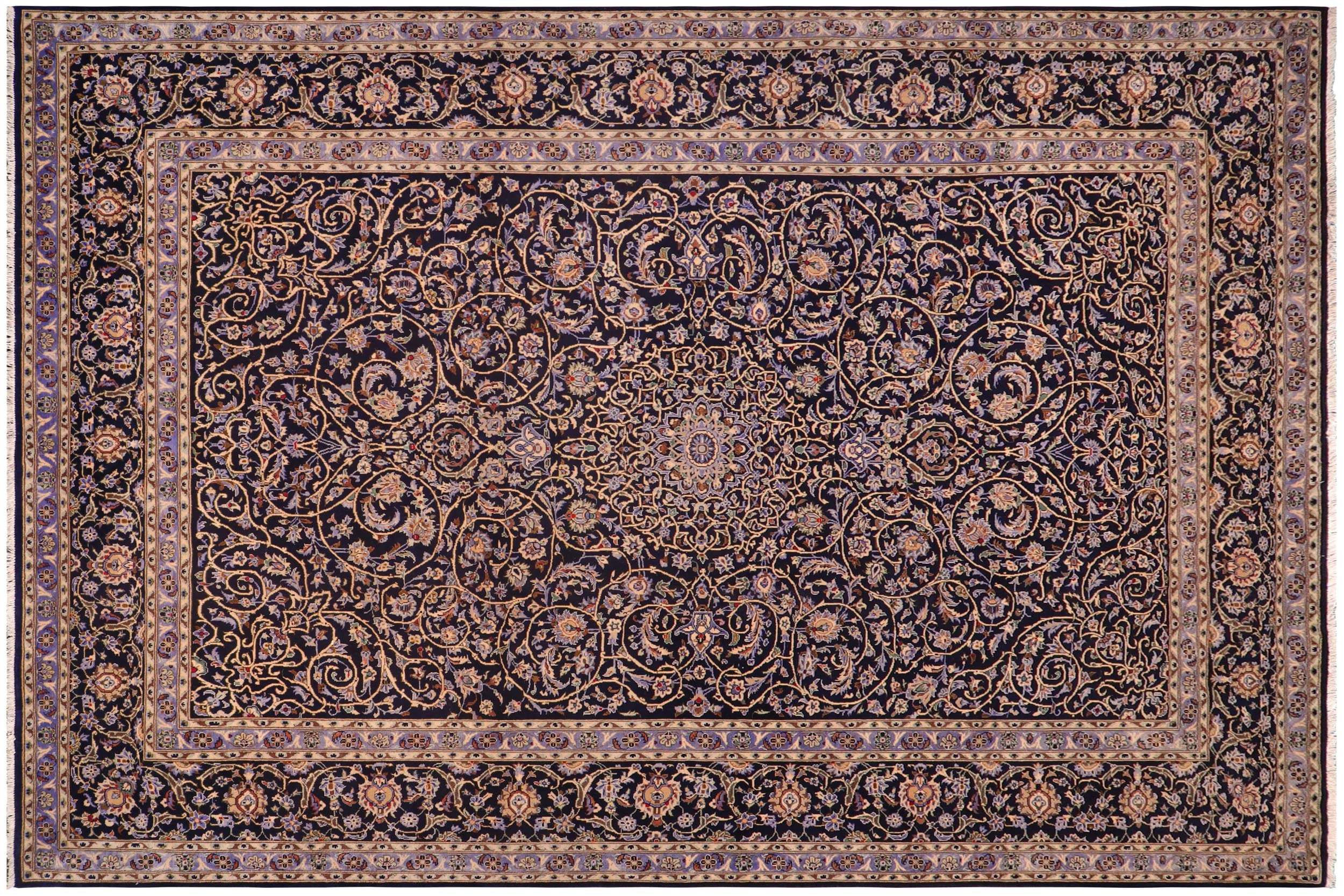 handmade Traditional Nahin Blue Beige Hand Knotted RECTANGLE 100% WOOL area rug 10 x 13
