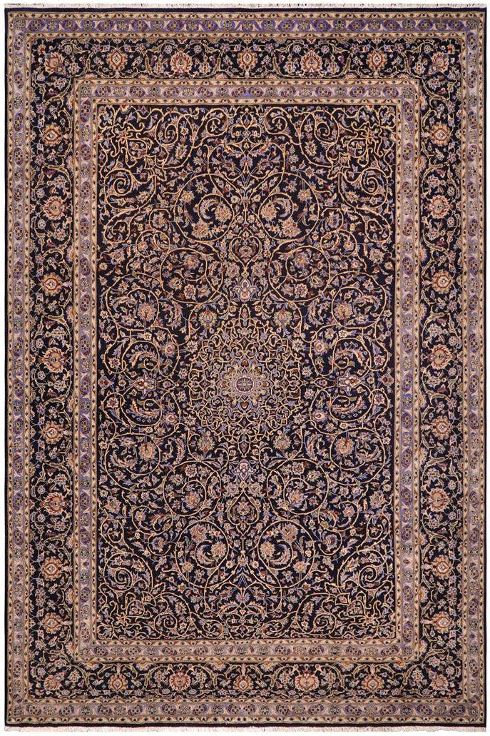 handmade Traditional Nahin Blue Beige Hand Knotted RECTANGLE 100% Wool Pile area rug 10x13