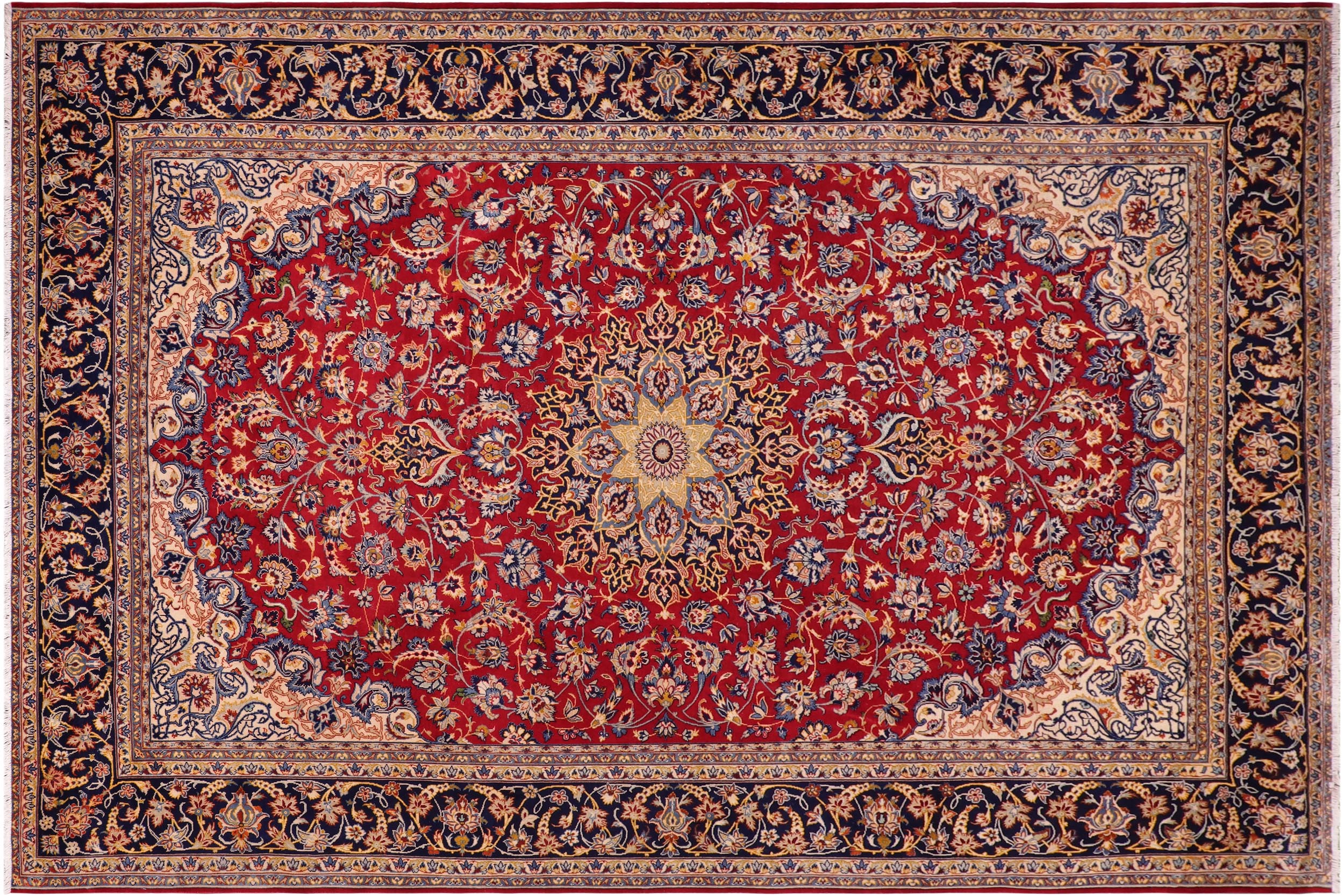 handmade Traditional Kashan Red Blue Hand Knotted RECTANGLE 100% WOOL area rug 10 x 13