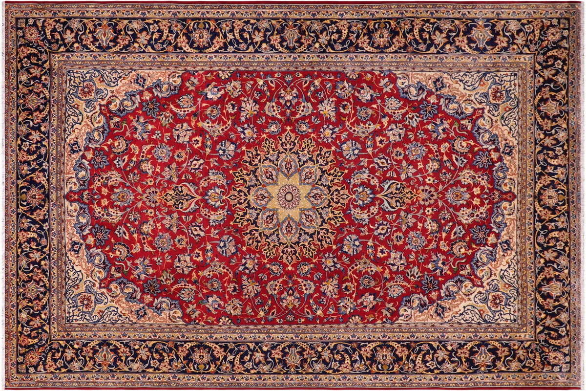 handmade Traditional Kashan Red Blue Hand Knotted RECTANGLE 100% WOOL area rug 10 x 13