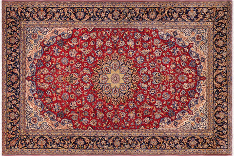 handmade Traditional Kashan Red Blue Hand Knotted RECTANGLE 100% WOOL area rug 10 x 13