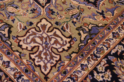 handmade Traditional Kashan Blue Beige Hand Knotted RECTANGLE 100% WOOL area rug 10 x 13