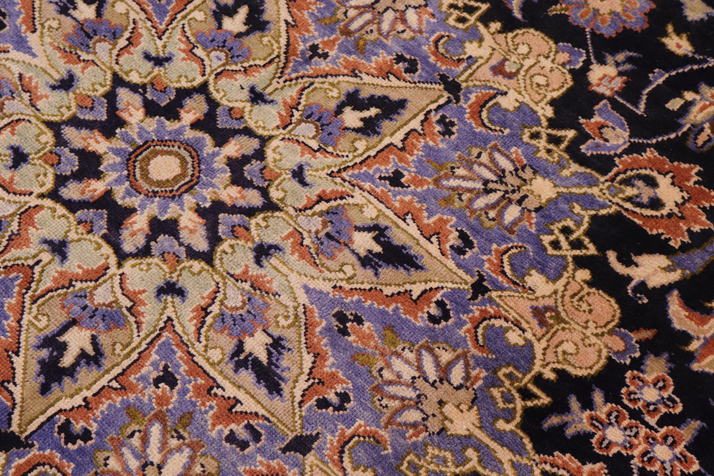 handmade Traditional Kashan Blue Beige Hand Knotted RECTANGLE 100% WOOL area rug 10 x 13