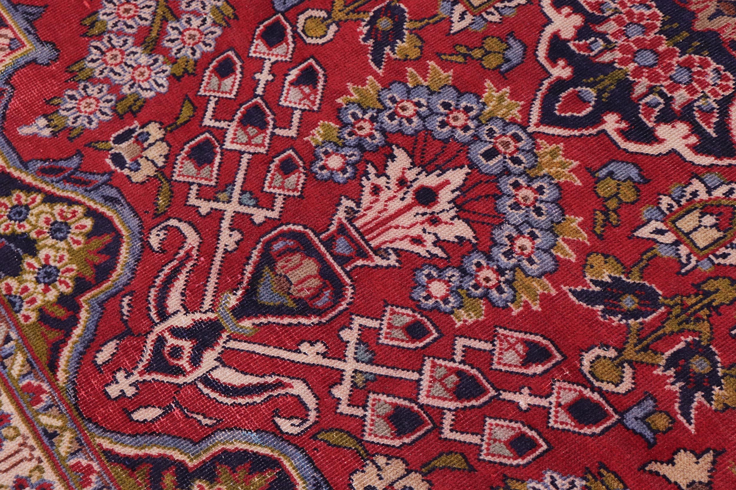 handmade Vintage Tabriz Red Blue Hand Knotted RECTANGLE 100% WOOL area rug 9' x 12'