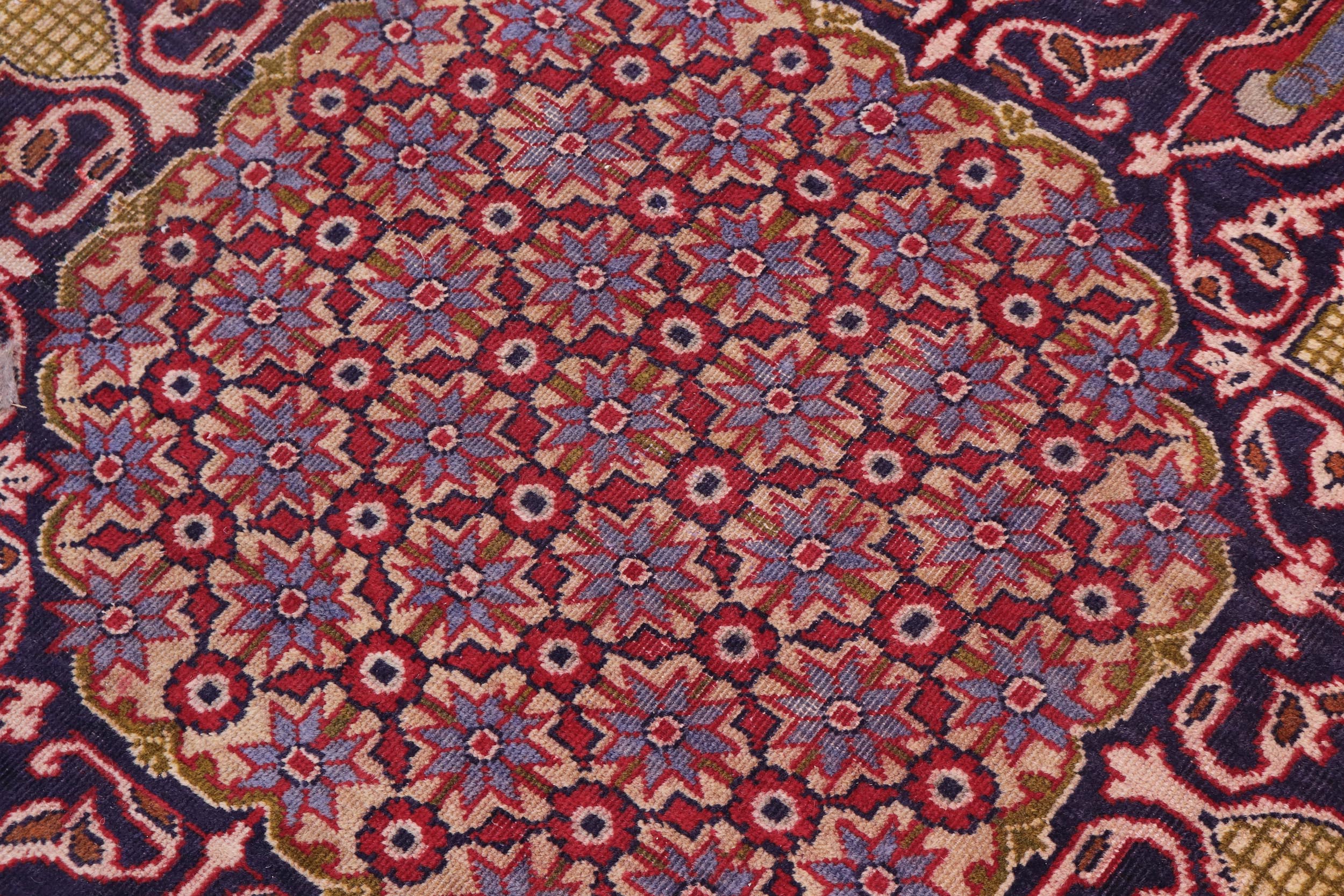 handmade Vintage Tabriz Red Blue Hand Knotted RECTANGLE 100% WOOL area rug 9' x 12'