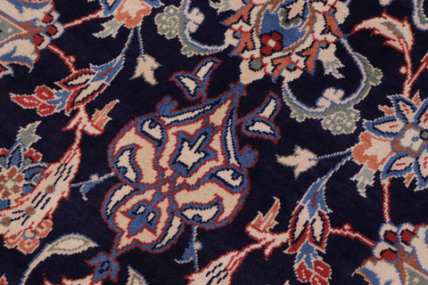 handmade Traditional Kashan Blue Beige Hand Knotted RECTANGLE 100% WOOL area rug 8 x 13