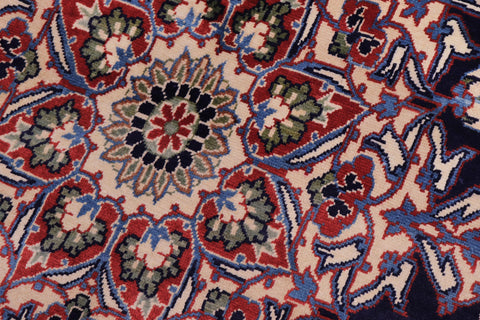 handmade Traditional Kashan Blue Beige Hand Knotted RECTANGLE 100% WOOL area rug 8 x 13